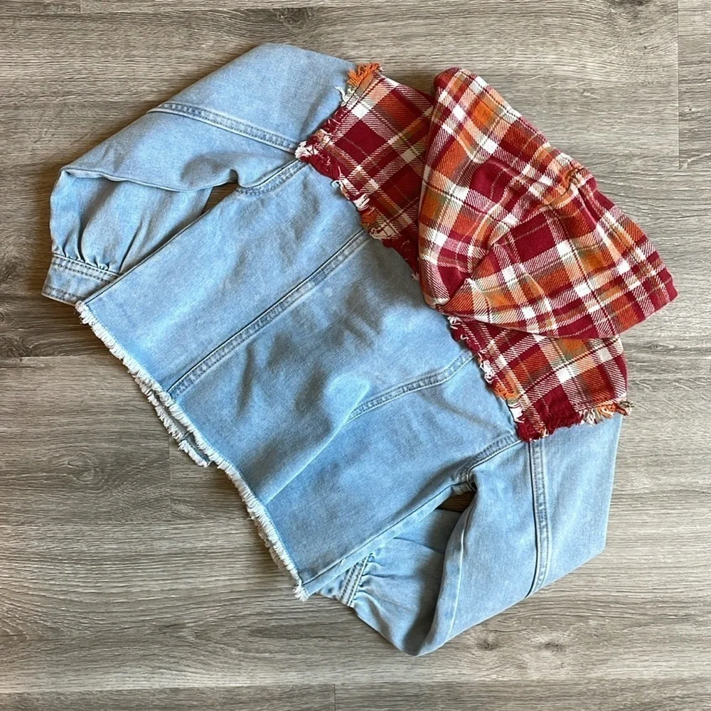 Wonder Nation fall plaid toddler girls denim jacket